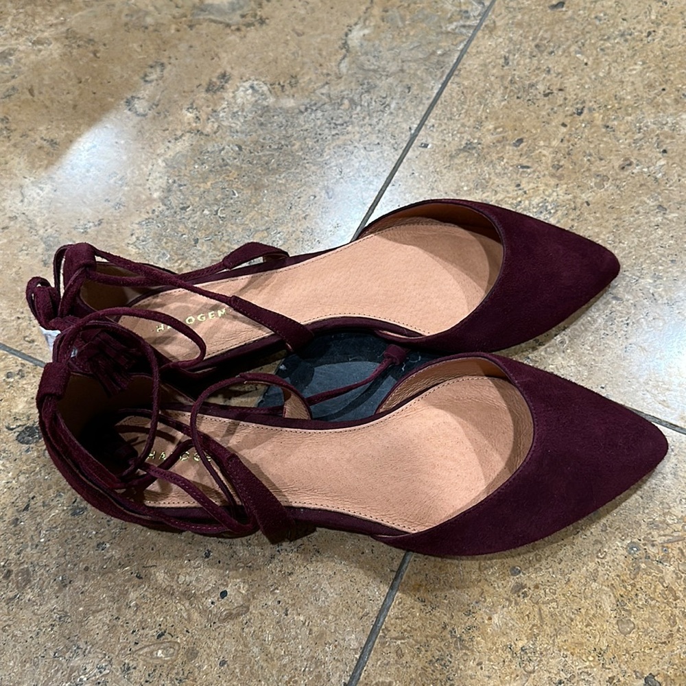 Brand new Halogen suede lace up flats! Pretty maroon color